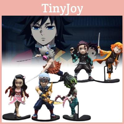 6 Unique Demon Slayer Q Version Action Figures Colorful Anime Plush Toys Models