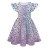 Europäisches und Amerikanisches Feifei-Ärmel Prinzessinnenkleid Farbe Peripherie 3D Digitaldruck Kinder-Milchseidekleid