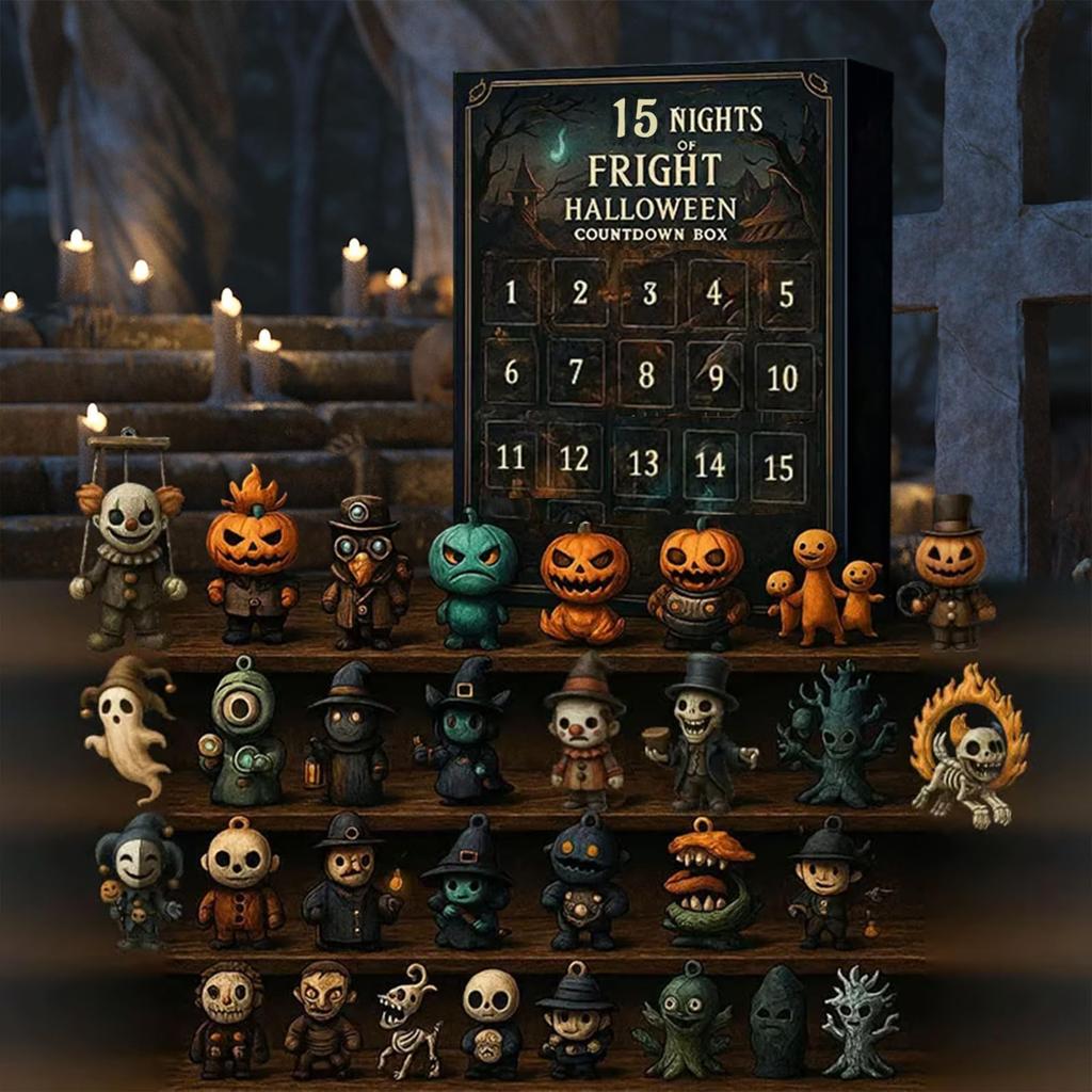 31 Nights Of Fright  Halloween Countdown Box With Figurines, Halloween Advent Calendar  Gift Box, Scary Doll Collectible Horror Figures, Hanging