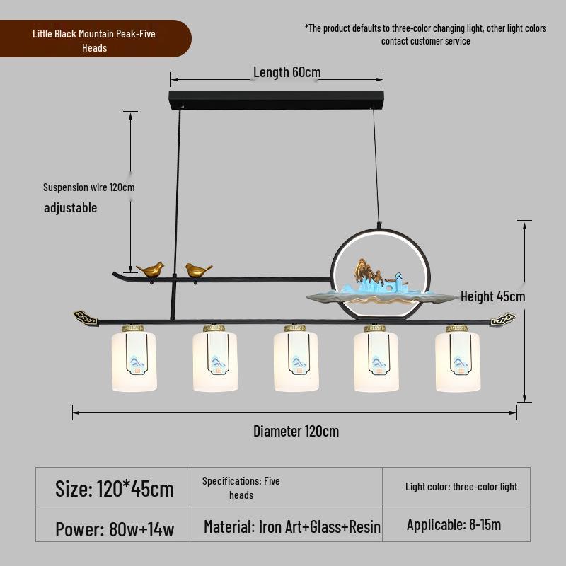 Modern Zen Dining Pendant Light: Pine-Inspired Multi-Head Strip Lamp for Tea Table or Study Desk
