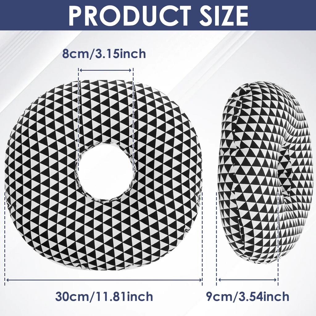 Ear Piercing Pillow Round Donut Shape Pillow Soft PP Cotton Filling Comfortable Side Sleeper Ear Guard Pillow for Travel Office