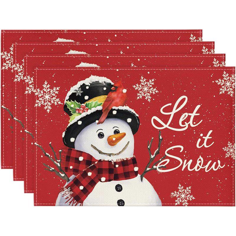 New Christmas Linen Square Placemat - Festive Party Tablecloth Decor, Beautify Coffee Table Mat.