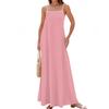 Women's Spring And Summer Casual Fashion Adjustable Suspender Solid Color Long Dress