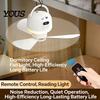 Dobíjecí stanový ventilátor pro kempování 2 v 1 Přenosný stropní ventilátor, Bezdrátový s LED světlem, Dálkové ovládání, 4 rychlosti, Napájení z baterie 3 režimy osvětlení