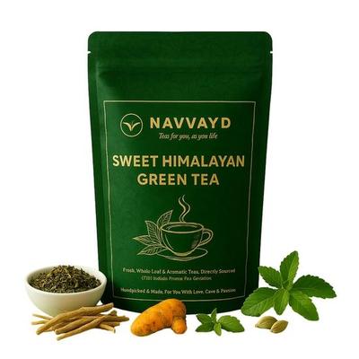 Navvayd Himalaya Grüner Tee (100 g, 50 Tassen) | Natürlicher Tee zur Gewichtskontrolle und zum Abnehmen | Lose Blätter – heiß oder kalt genießen