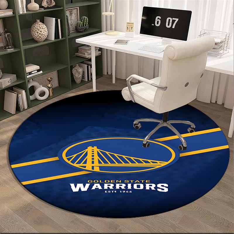 Golden State Warriors Logo Round Rug for Livingroom,Bedroom, Palyroom, Chair Rug, Area Rug, Circle Carpet, Large Size Fan Christmas Gift