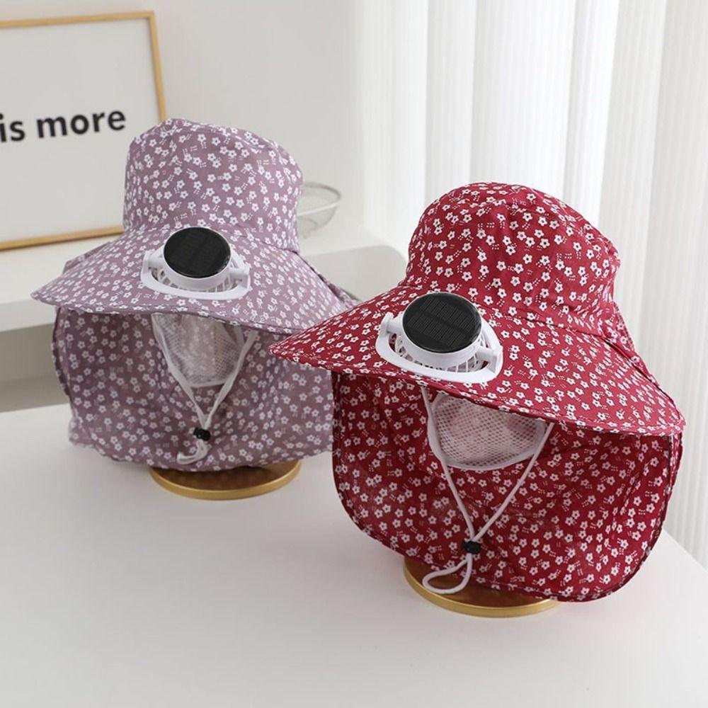 Anti-UV Solar Fan Cap Breathable Cooling Fan Hat Women Sun Hat Fisherman Hat  Tea Picking