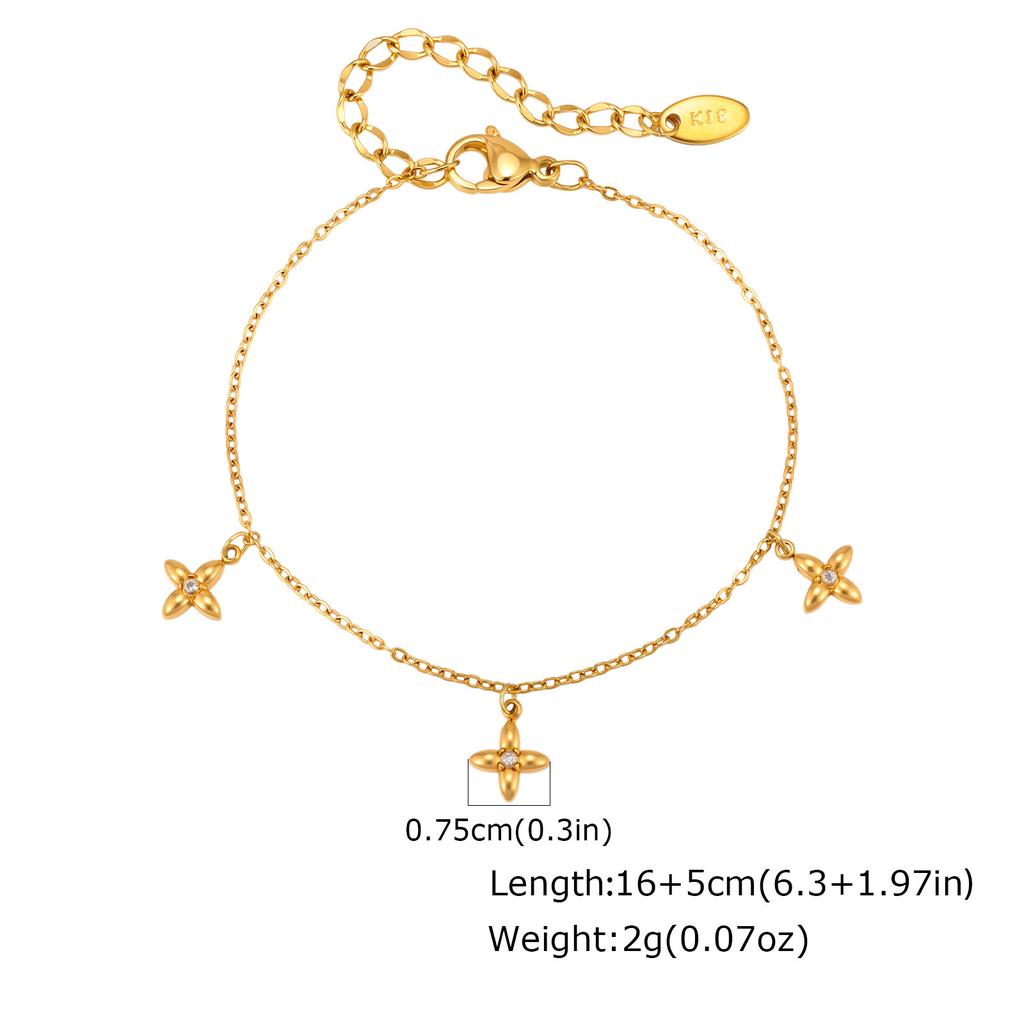 Wind Stainless Steel Zircon Floral Design Bracelet, Sweet Wind Lady Exquisite Jewelry 2771