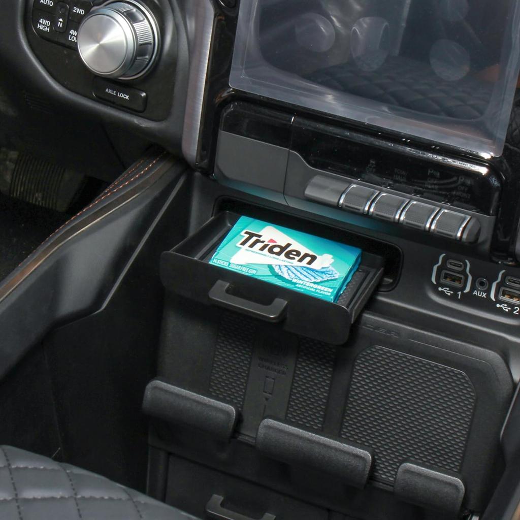 PIMCAR Center Console Storage Drawer Compatible With -2026 Dodge Ram 1500 2500 3500 Ert Drawer Box With Anti-Slip Mat Interior Accessories (Only Fit