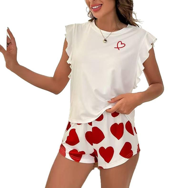 Women's Milk Silk Summer Pajama Set with Vest and Fly Sleeve Shorts