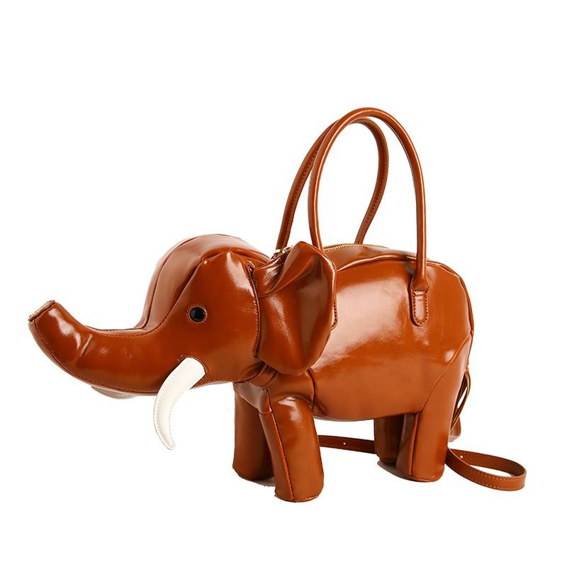 Creative Elephant Shape Mini Shoulder Bag Women PU Leather Crossbody With Zip Internal Pockets