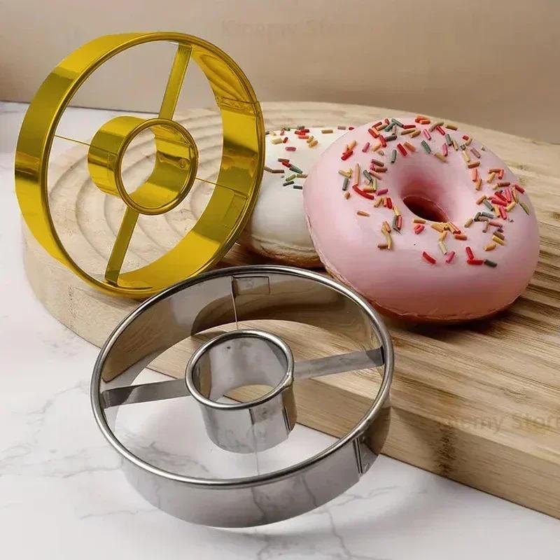 Silver Gold Stainless Steel Donut Mold Doughnut Desserts Bread Cutter Maker Cake Decorating Tools Kitchen Home Baking Supplies