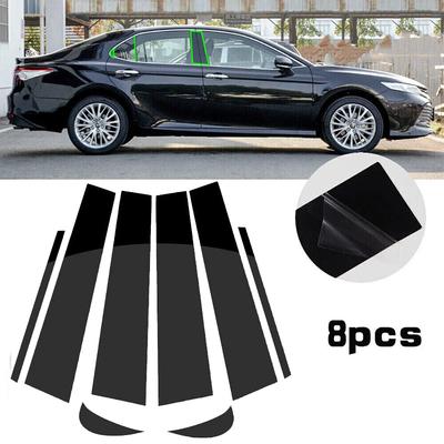 8 ks leštěných černých okenních sloupků dveří, krytů dveří, samolepek na sloupky dveří BC pro Toyota Camry 2018 2019 2020 2021-2024