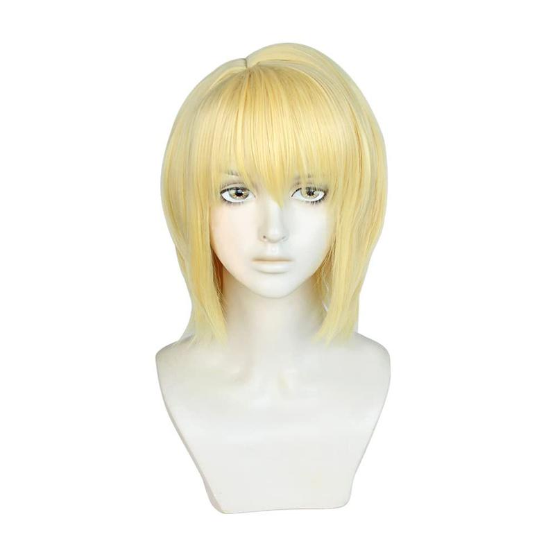 

Высококачественный парик для косплея Курапика 35 см, светло-золотистые короткие волосы, термостойкие синтетические парики для косплея в стиле аниме + шапочка для парика One Size