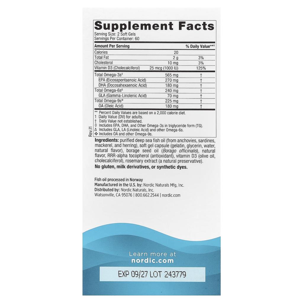 Complete Omega™-D3, Lemon Flavor, 120 Softgels