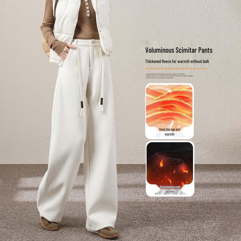 Women s Old Money Style Wide-Leg Plus-Lined Wool Trousers 2XL