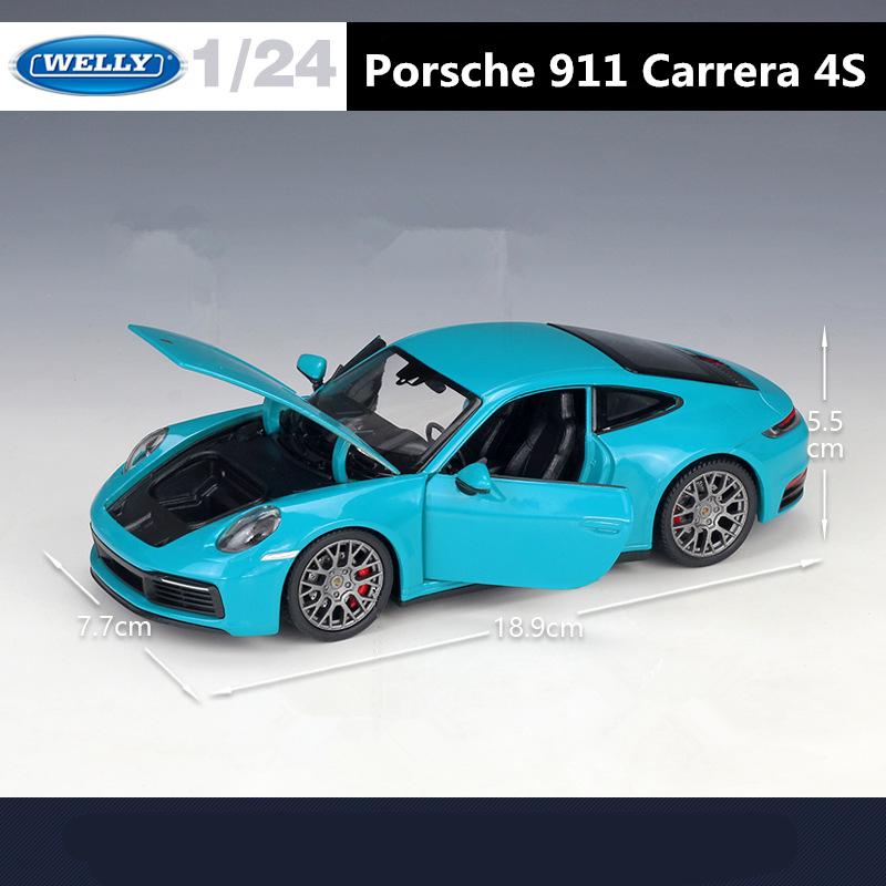 Welly 1:24 Porsche 911 Carrera 4S Alloy Sports Car Model Diecast Metal Toy Vehicles Car Model High Simulation Childrens Toy Gift