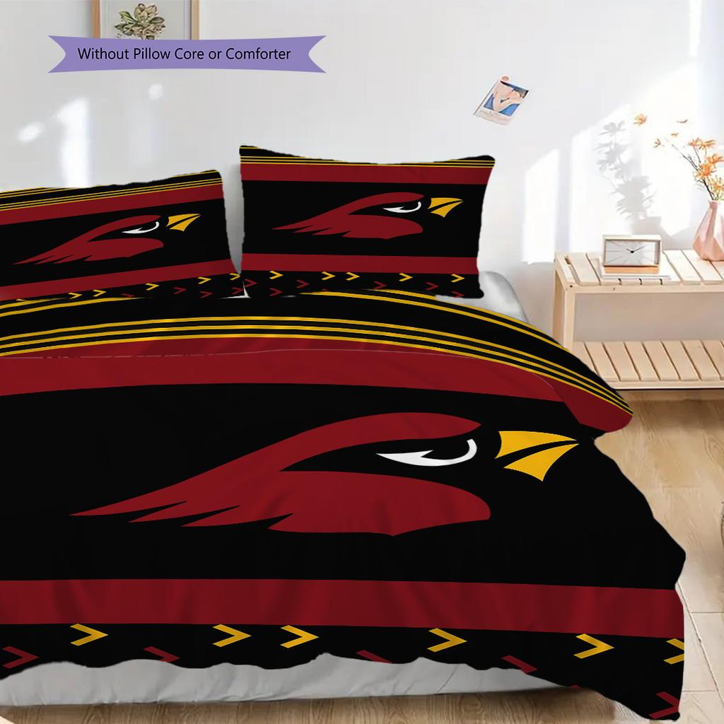 Arizona Cardinals Vzorovaná Sada Povlečení Prošívaná Přikrývka Povlak na Polštář Domácí Dekorace Narozeninový Dárek (1 * povlak na peřinu + 2 * povlak na polštář, bez jádra)