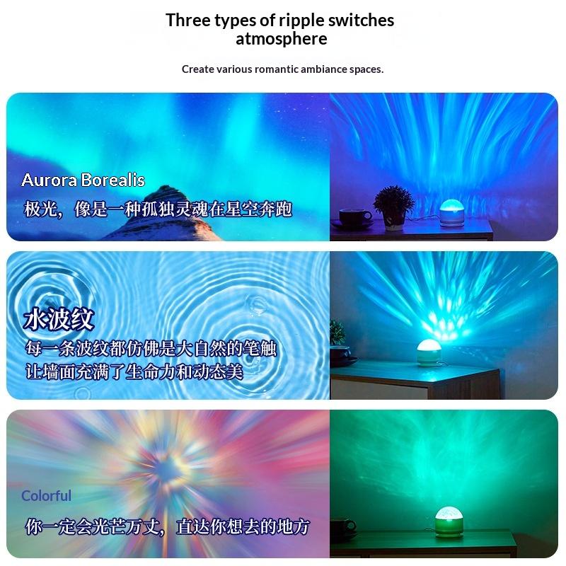 Northern Aurora 3D Water Ripple Projector Lamp LED Ambient Night Light for Christmas Party Home Decor Gift