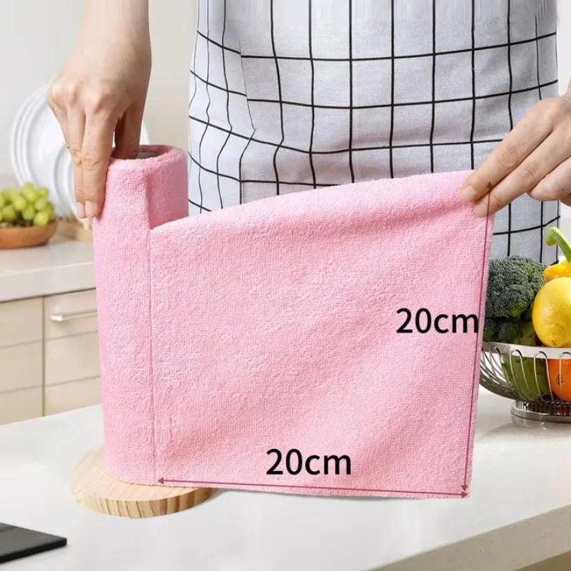 1 Roll/20pcs Reusable Microfiber Cleaning Wipes - High Absorbency, Durable & Machine Washable Kitchen Towels for Dishes