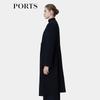 PORTS Women's Long-Sleeve Round Neck Mid-Length Wool Blend Coat