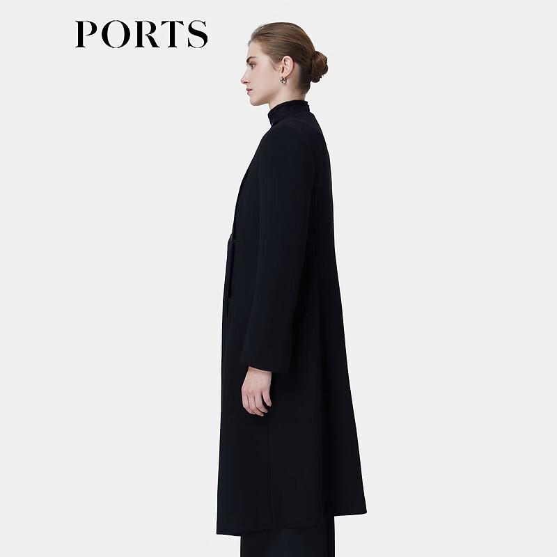 PORTS Women's Long-Sleeve Round Neck Mid-Length Wool Blend Coat