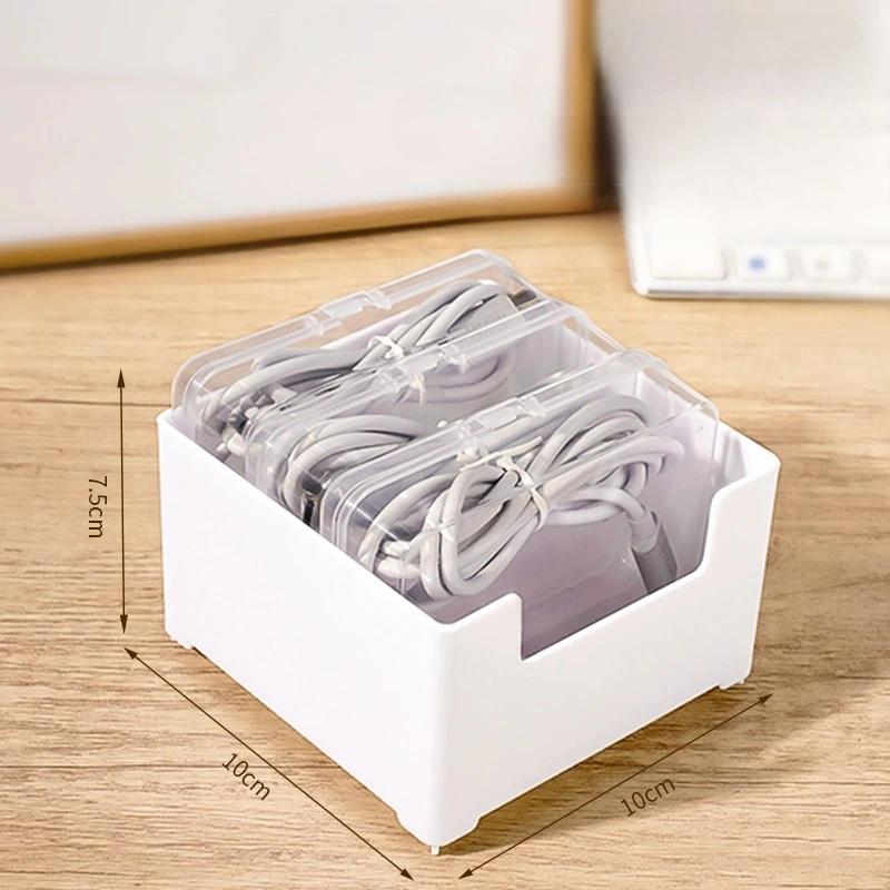 1Pc Data Cable Storage Box Cable Organizer Bag with Power Charging Cable Management and Jewelry Storage Desk Cable Storage Box