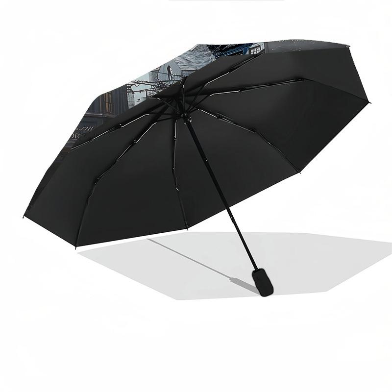 1pc Wizarding World Automatic Folding Umbrella - Compact 8-Rib Design, Durable Plastic & Iron1372L
