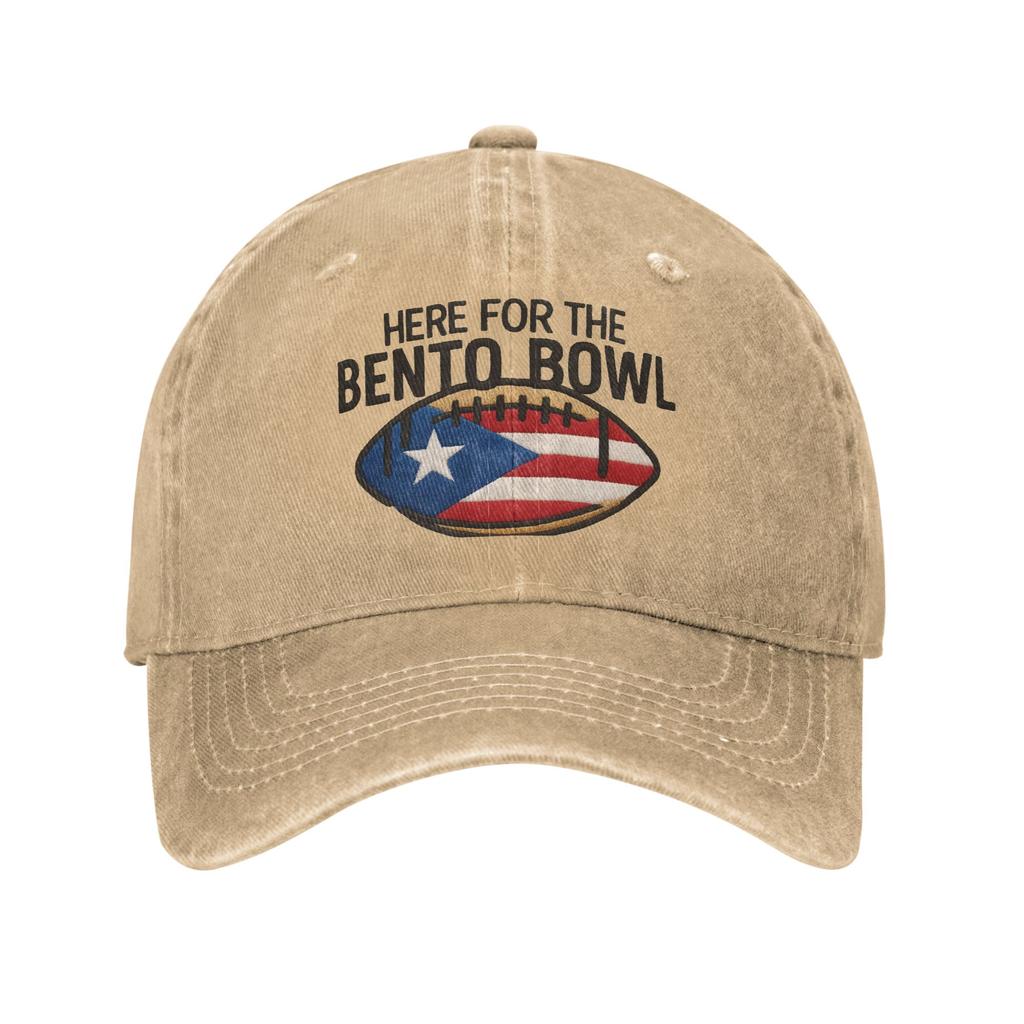 Unisex Here for The Benito Bowl 2026 Bad Benito Halftime Bads Bunnys Printed Hats Fashion Distressed Denim Washed Baseball Cap