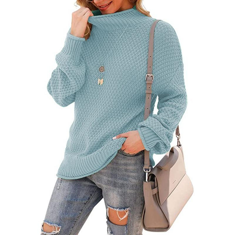 Women S Plus Size High Neck Long Sleeve Loose Knit Pullover Sweater