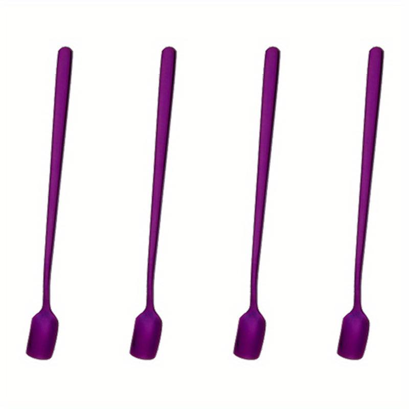 4 buc, set de linguri de desert reutilizabile din oțel inoxidabil cu mâner lung pentru uz casnic, restaurant și petreceri - perfect pentru înghețată, lapte și cafea