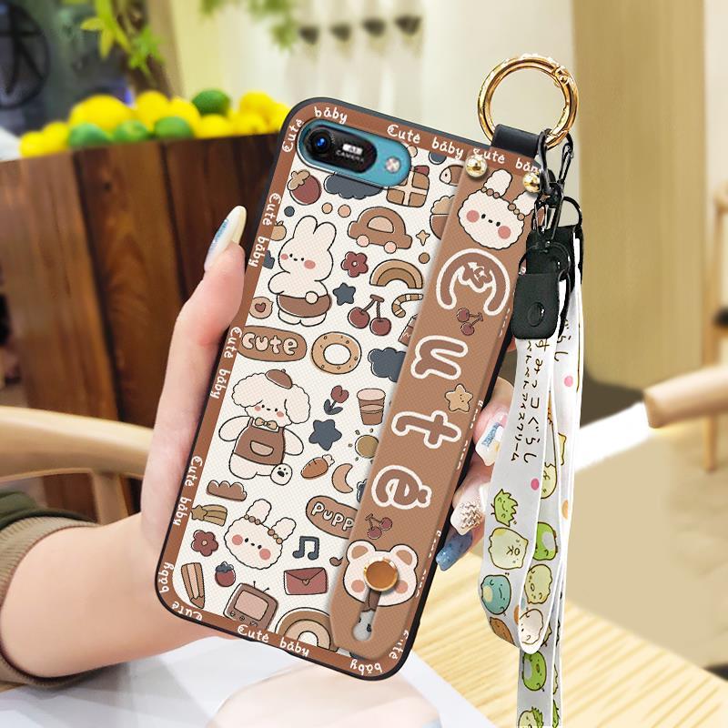 Durable Back Cover Phone Case For Itel A25/A35/A25 Pro Wrist Strap Lanyard Ring Kickstand Protective Shockproof Cartoon
