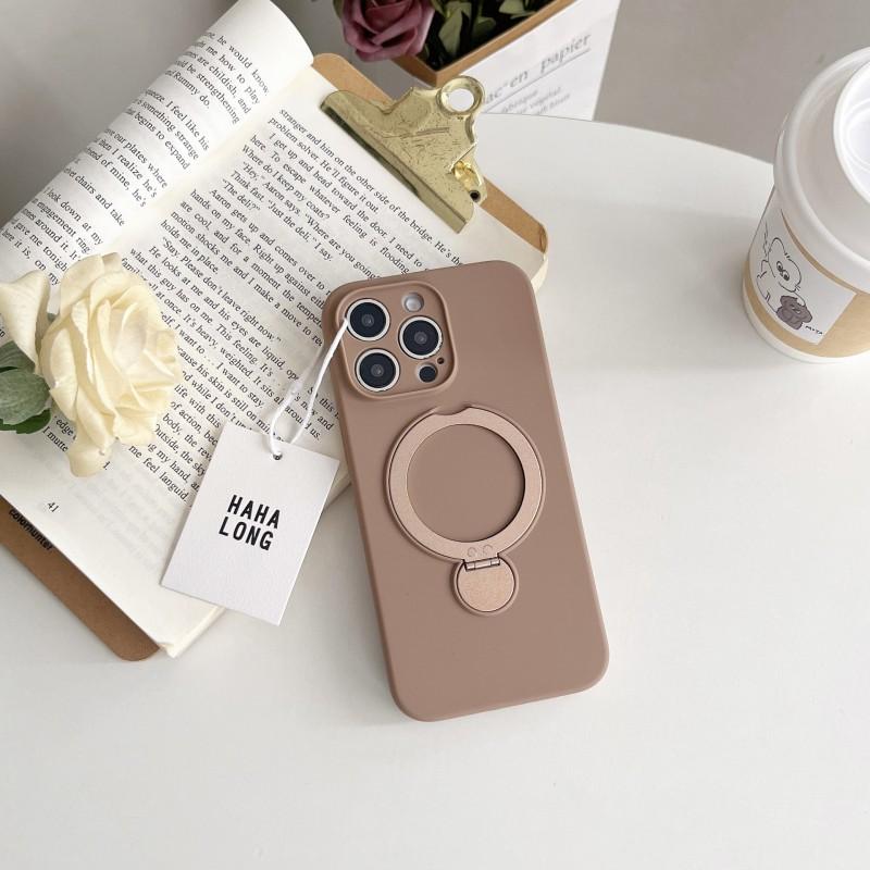 Liquid Silicone Phone Case IPhone 16 Pro Max With 360 Rotating Kickstand Shockproof Magnetic Support