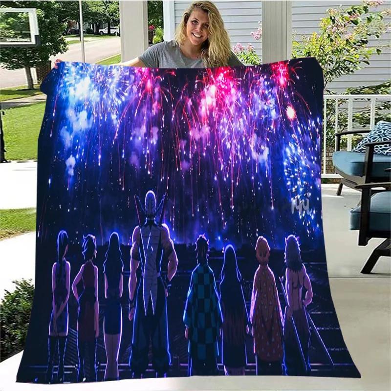 Moda Ghost Blade Stampa 3D Personaggio dei Fumetti Kamado Nezuko Sfondo Ragazza Regalo Coperta Letto Divano Coperta da Viaggio Campeggio