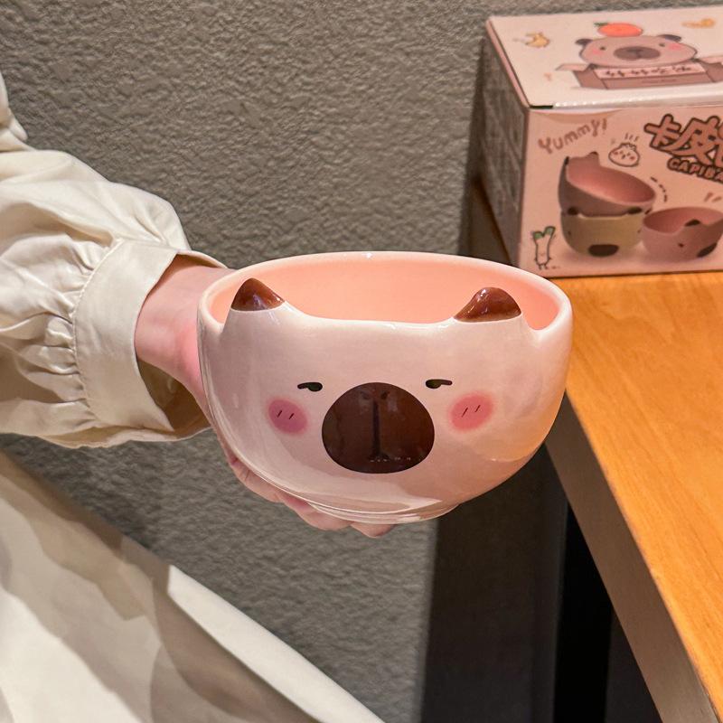 Cute Kapibara Ceramic Rice Bowl Household Personal Tableware High Value Eating Bowl Dessert Bowl