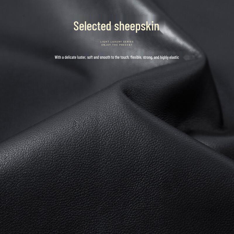 Men's Crocodile-Texture Lapel Sheepskin Leather Jacket