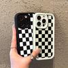 White Black Plaid Print Phone Case For IPhone 16 15 14 Pro Max Plus 11 12 13 17 Air Case Matte Soft Silicone Phone Cover Shell