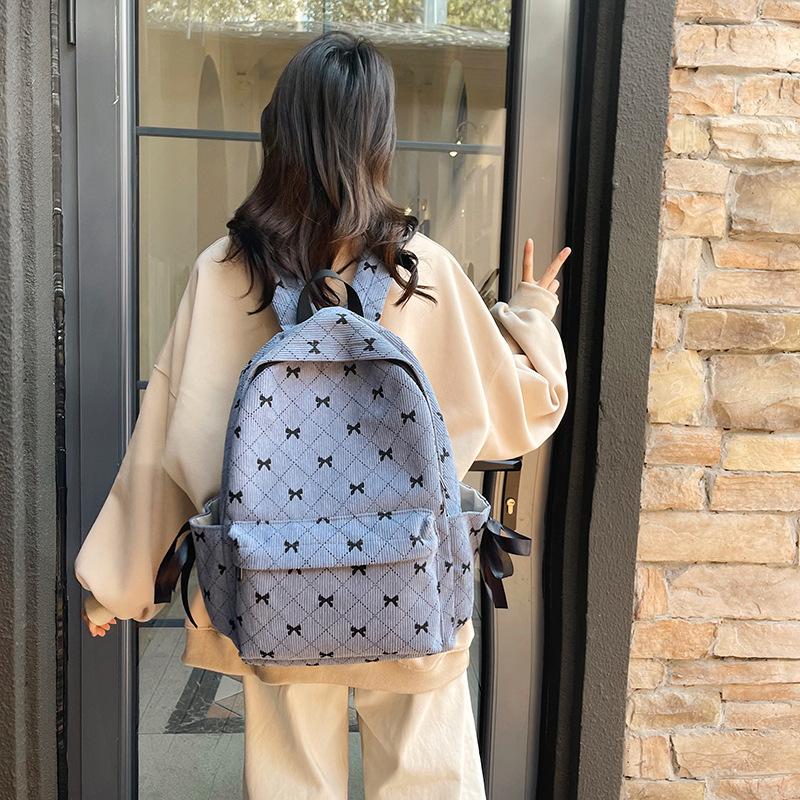 Schoolbag Japanese ins Harajuku style literary and artistic large-capacity plush cloth bag 1011 autumn and winter new floral fashion casual backpack