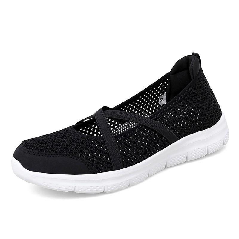 Cloth shoes summer flat heel mesh shoes, mom