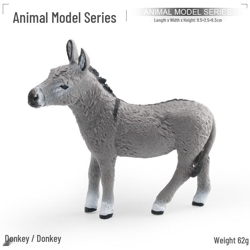 Mini Solid Gray Donkey Model Toy - Early Education & Cognitive Animal Ornament for Kids