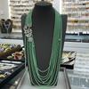 Green Dongling Jade Necklace Niche Design High-End Multi-Layer Beaded Long Sweater Chain Luxury Light Luxury Jewelry Women