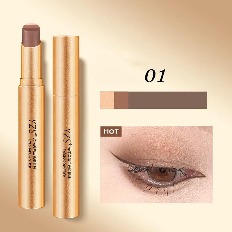 

Three Color Gradient Eyeshadow Stick Glitter Highlight Shadow Pen Eye Makeup Waterproof Lasting Fine Shiny Eye Shadow Beauty 1