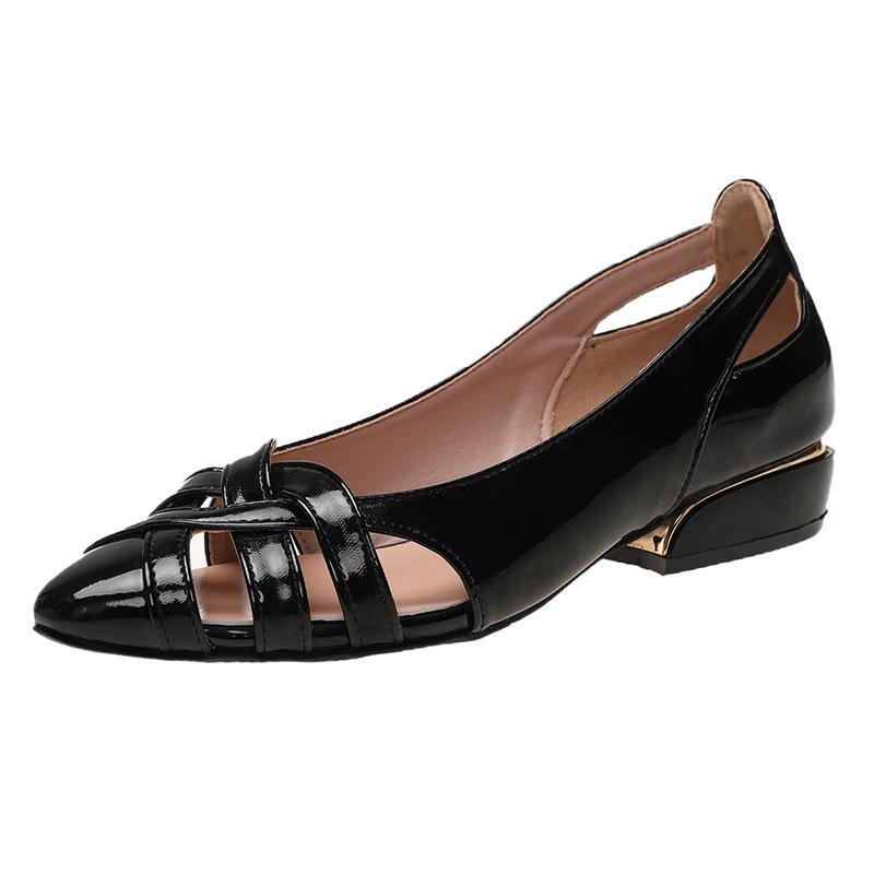 Chaussures d'été tendance grande taille 35-42 pour femmes, chaussures plates tissées à enfiler, chaussures bateau découpées, mocassins à talons bas et bout pointu
