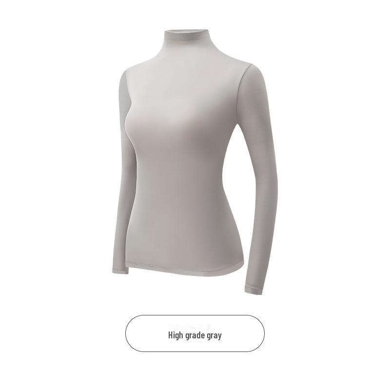 Nahtloses Thermounterwäsche-Set für Damen – hochelastisch, mit Hyaluronsäure angereichert, hoher Kragen, langärmeliges Unterhemd