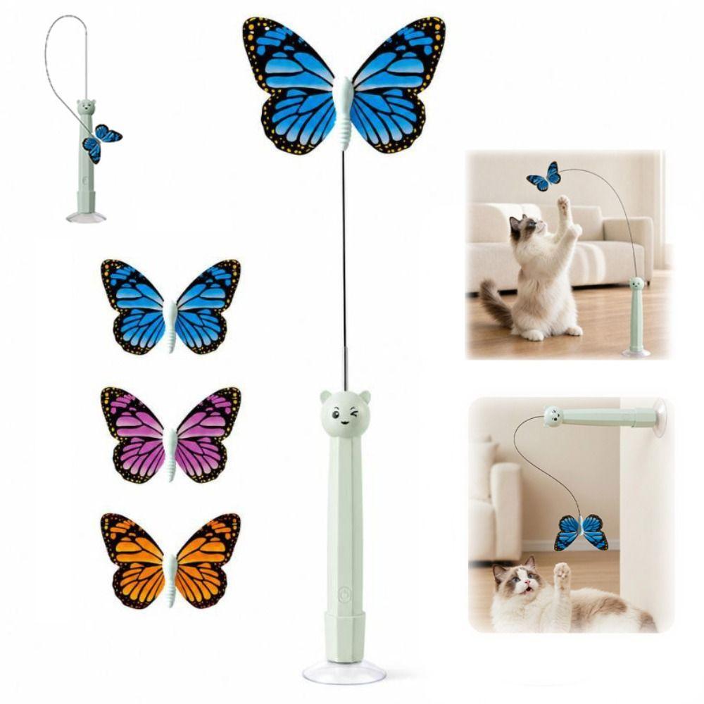 ABS Electric Butterfly Cat Toy Electric Rotating Cat Teaser Wand New Cat Teasing Stick Pet Gifts