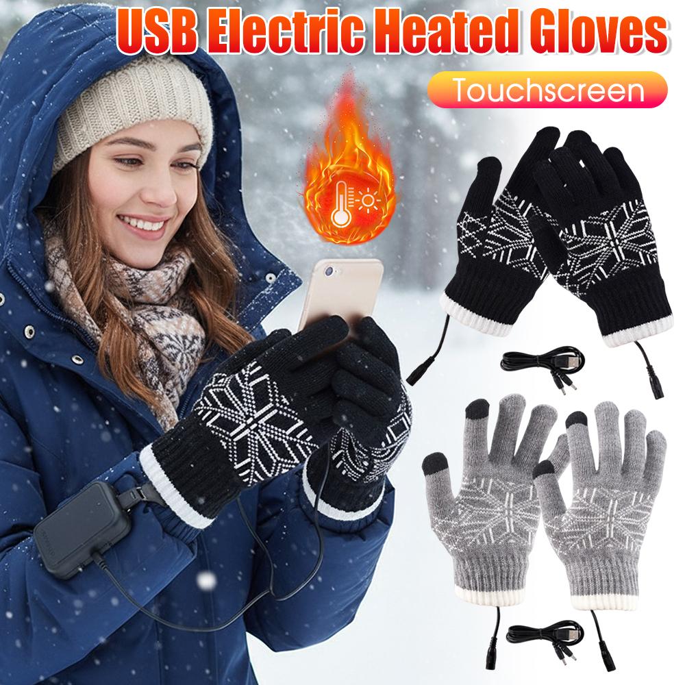 USB Electric Heated Gloves Anti-Slip Motorcycle Thermal Gloves Windproof Touchscreen Hand Warmer for Outdoor Camping Hiking New