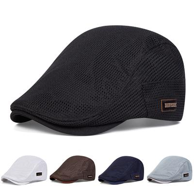 Unisex Fashion Letter Label Decoration Beret Hat Outdoor Breathable Mesh Peaked Cap Leisure Travel Newsboy Hats Adjustable Net Caps