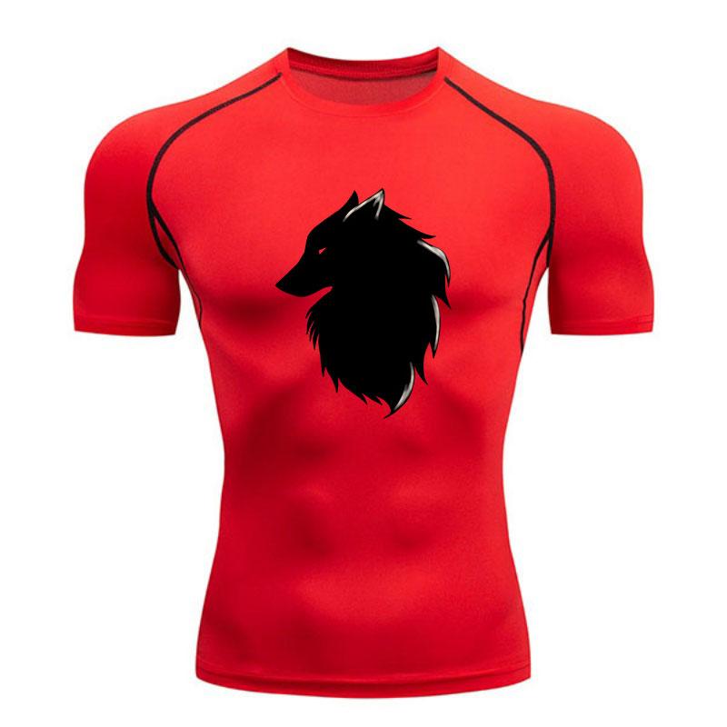 Men's Compression Fitness Workout T-shirt, Black Silhouette