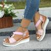 New 2025 Women's Wedges Sandals Summer Snake Print Platform Sandals Gladiator Shoes Woman Comfort Casual Med High Heels Sandals