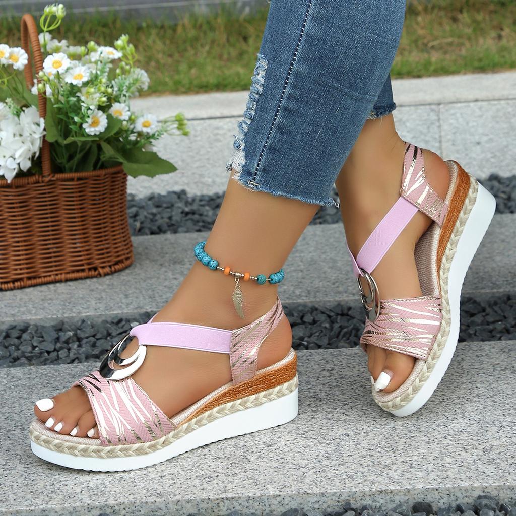 New 2025 Women's Wedges Sandals Summer Snake Print Platform Sandals Gladiator Shoes Woman Comfort Casual Med High Heels Sandals